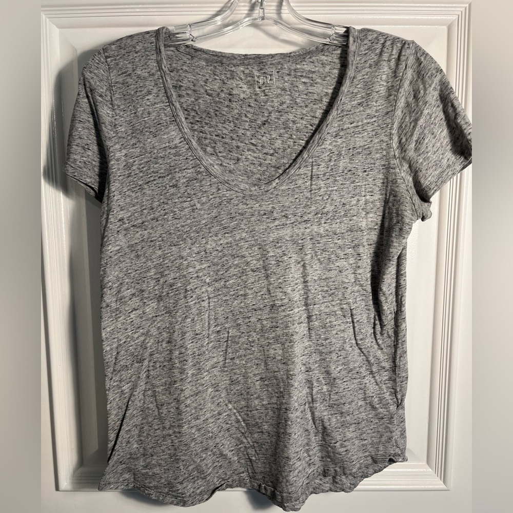 Gap - Slub U-Neck T-Shirt - Heather Gray - XS - GUC